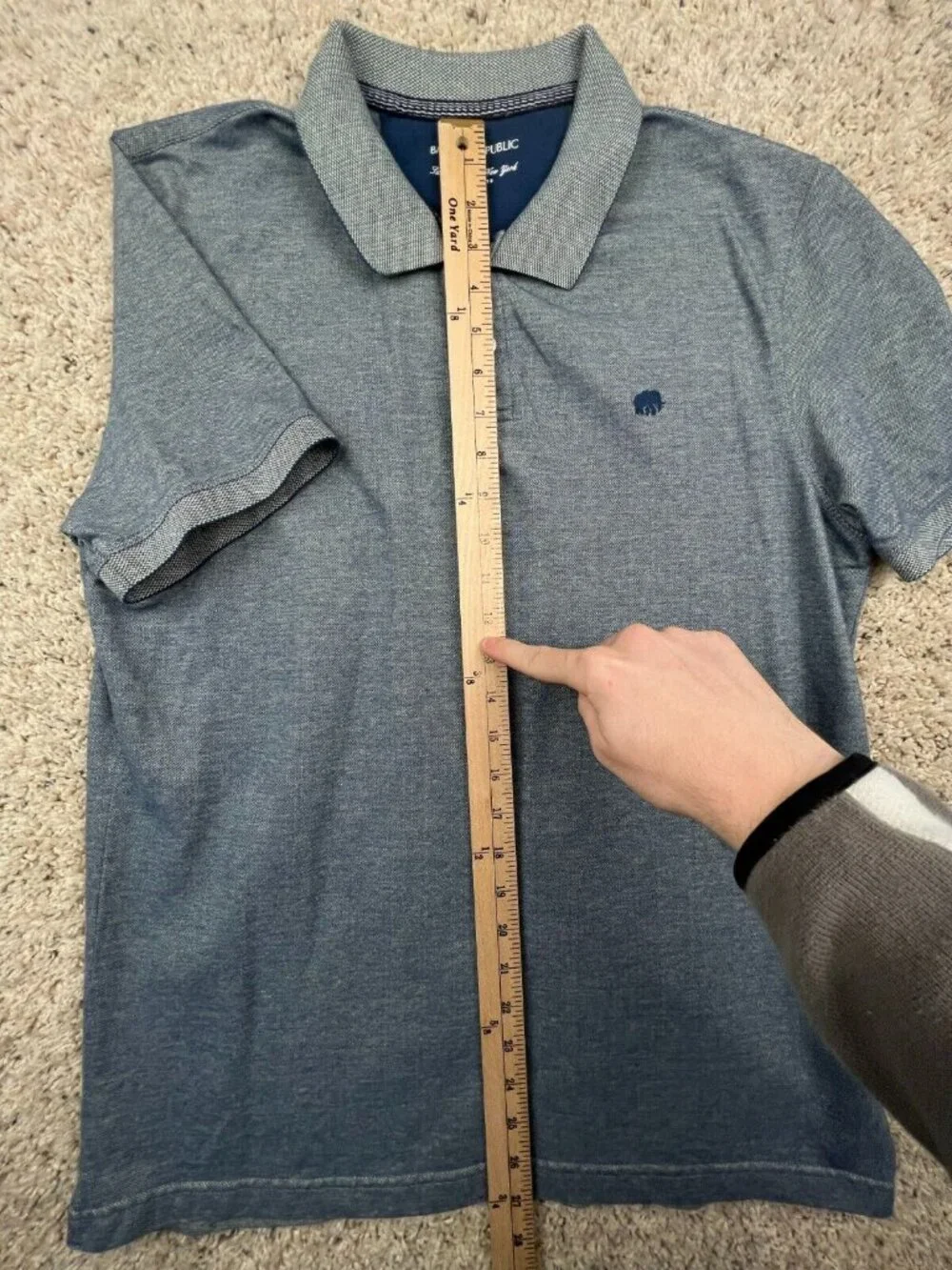 Banana Republic Polo Men's Large Gray Blue Short Sleeve Shirt w Logo Cotton
